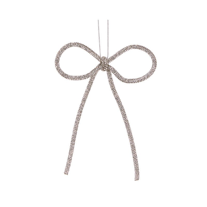 Silver Beaded Bow Ornament - My Christmas