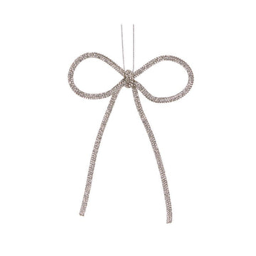 Silver Beaded Bow Ornament - My Christmas