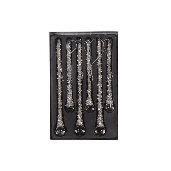 Silver Beaded Icicles - Set of 6 - My Christmas