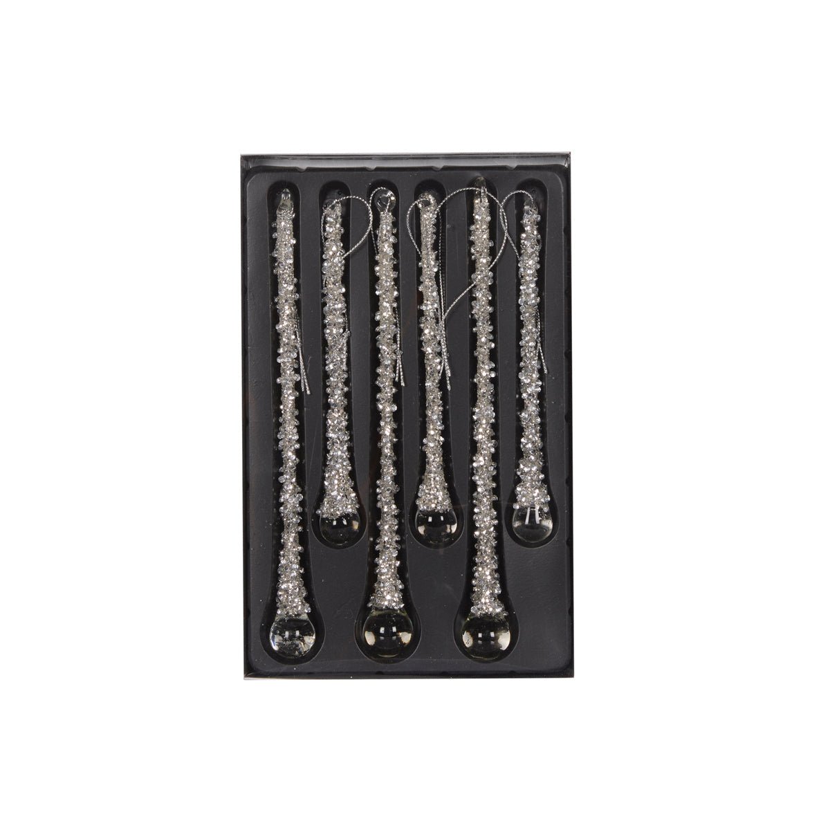 Silver Beaded Icicles - Set of 6 - My Christmas