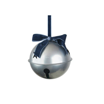 Silver Bell with Navy Velvet Bow - My Christmas