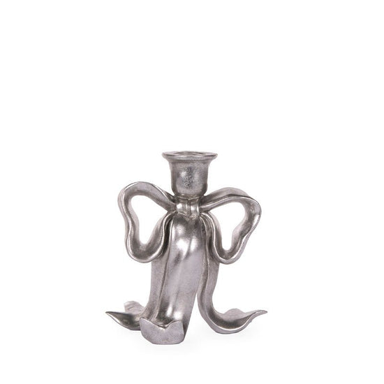 Silver Bow Candle Holder - 17cm - My Christmas