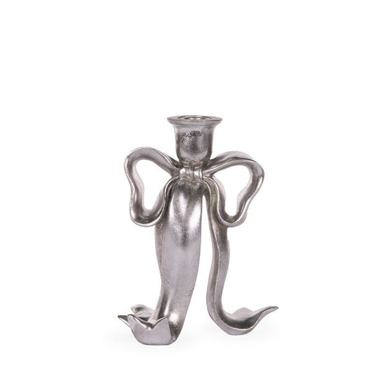 Silver Bow Candle Holder - 20cm - My Christmas