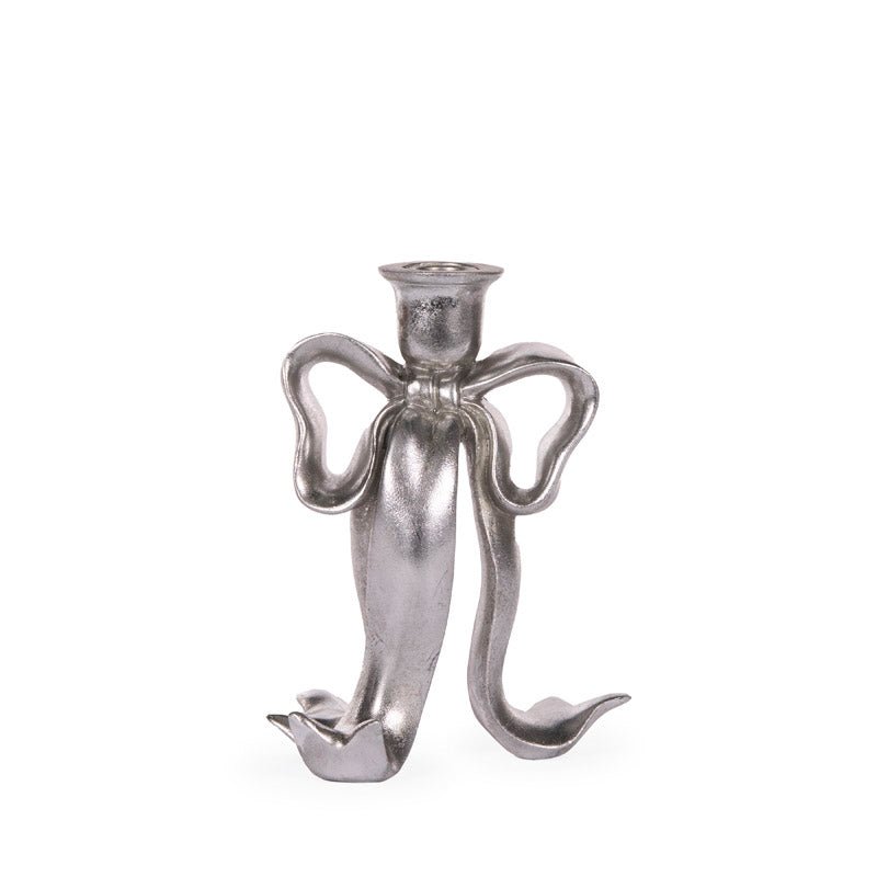 Silver Bow Candle Holder - 20cm - My Christmas