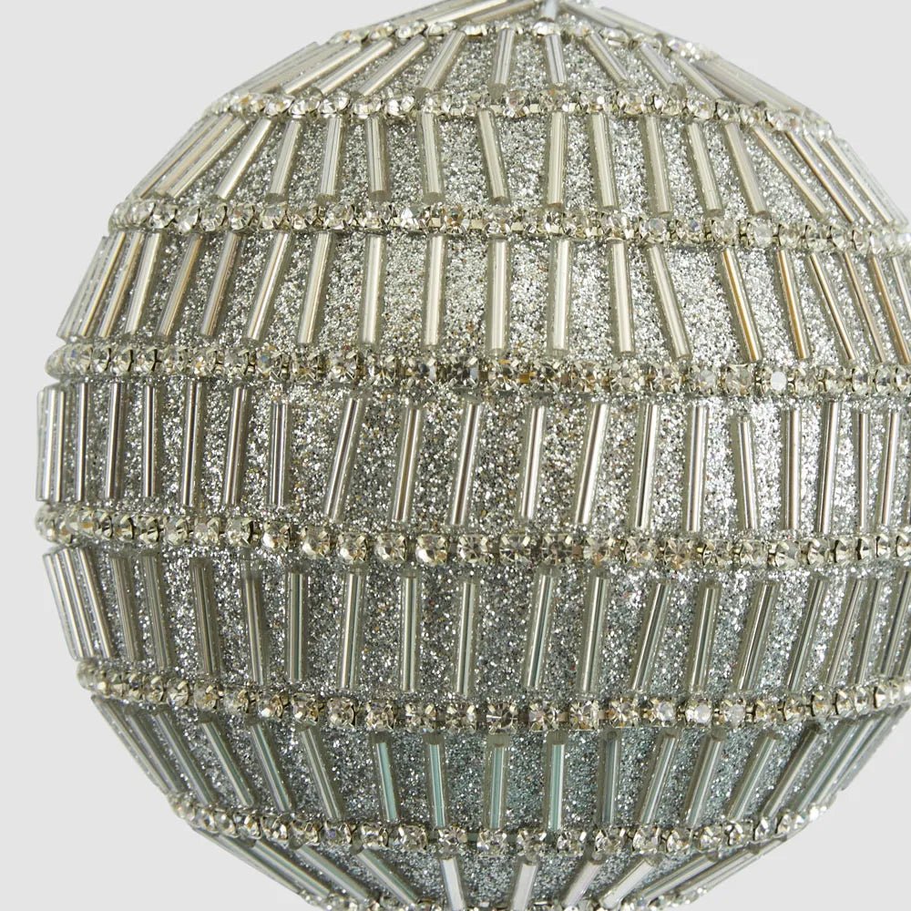 Silver Bugle Bead Bauble - My Christmas