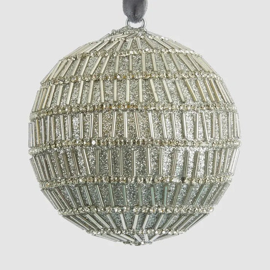 Silver Bugle Bead Bauble - My Christmas