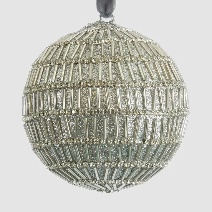 Silver Bugle Bead Bauble - My Christmas