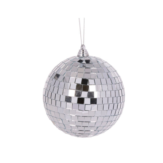 Silver Disco Bauble - 10cm - My Christmas
