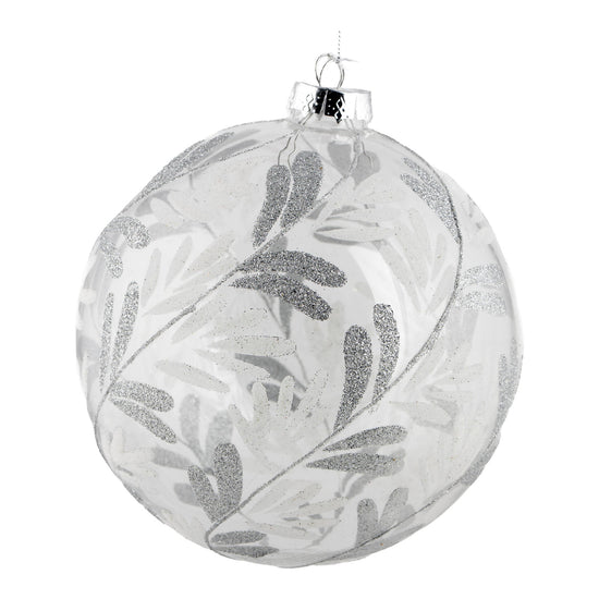 Silver Encrusted Leaf Ball Ornament - My Christmas