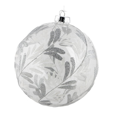 Silver Encrusted Leaf Ball Ornament - My Christmas