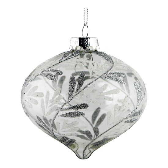 Silver Encrusted Leaf Drop Ornament - My Christmas