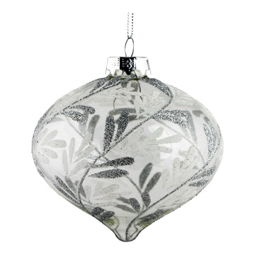 Silver Encrusted Leaf Drop Ornament - My Christmas