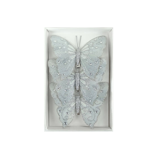 Silver Feather Butterfly - Pack of 3 - My Christmas