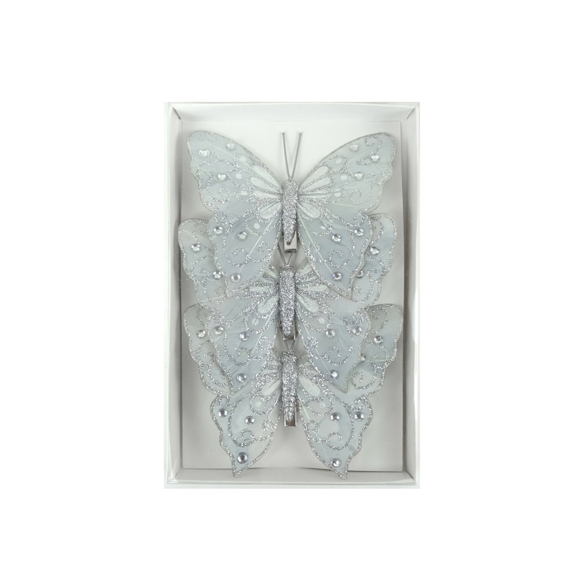 Silver Feather Butterfly - Pack of 3 - My Christmas