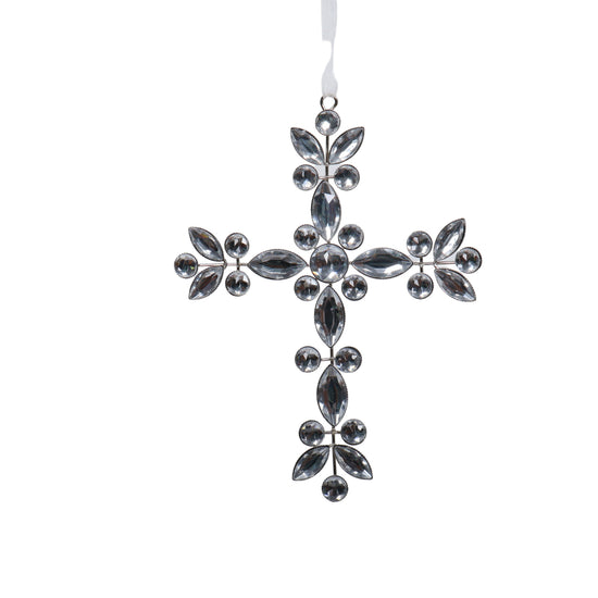 Silver Jewel Cross Ornament - My Christmas