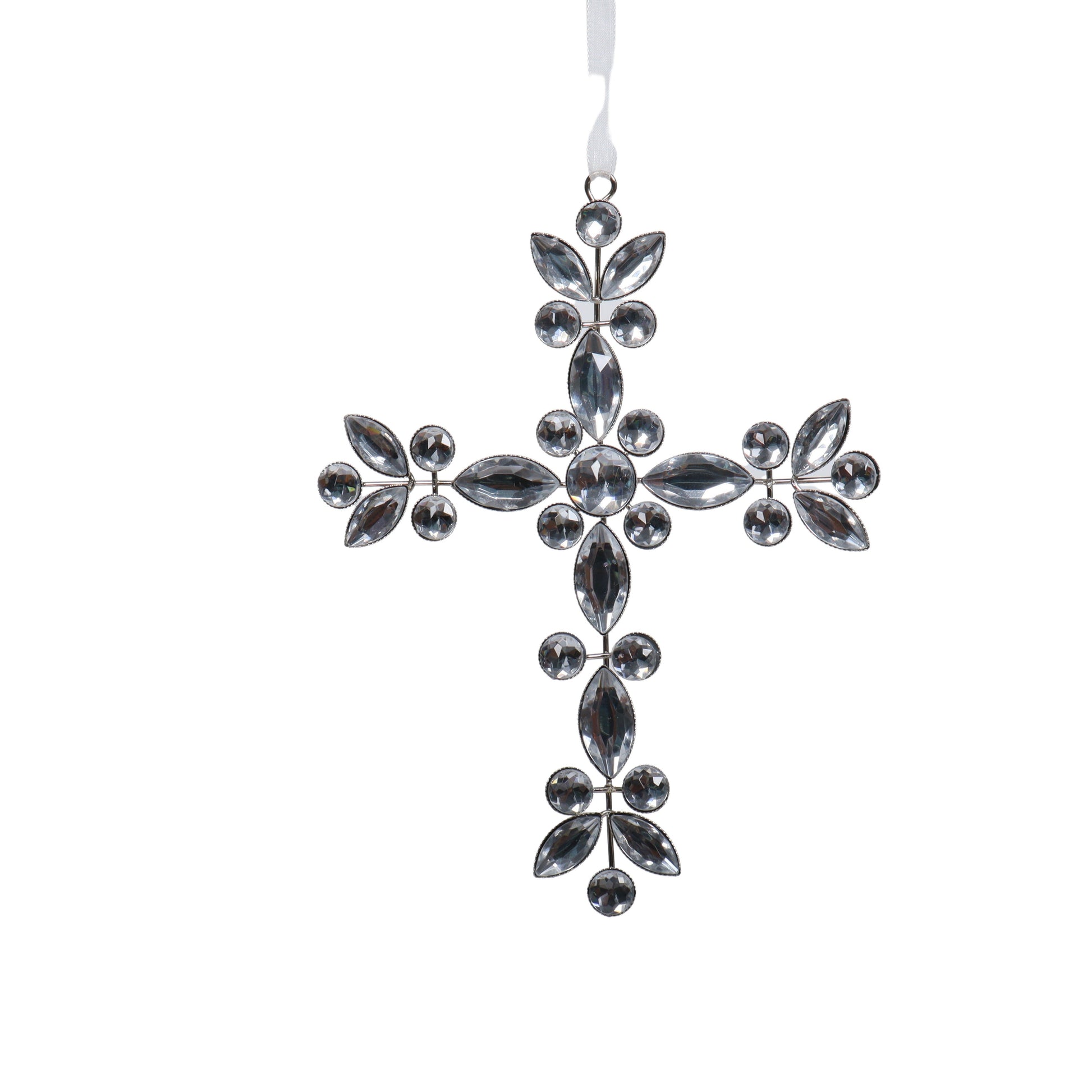 Silver Jewel Cross Ornament - My Christmas