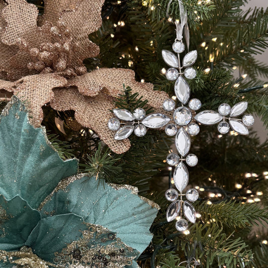 Silver Jewel Cross Ornament - My Christmas
