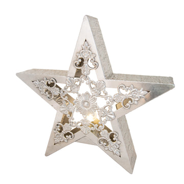 Silver LED Star With Filigree - Large - My Christmas