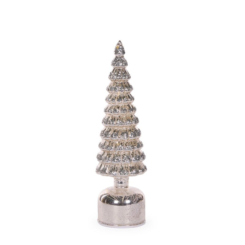 Silver Mercury Glass Rotating LED Tree - 33cm - My Christmas