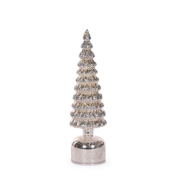 Silver Mercury Glass Rotating LED Tree - 33cm - My Christmas