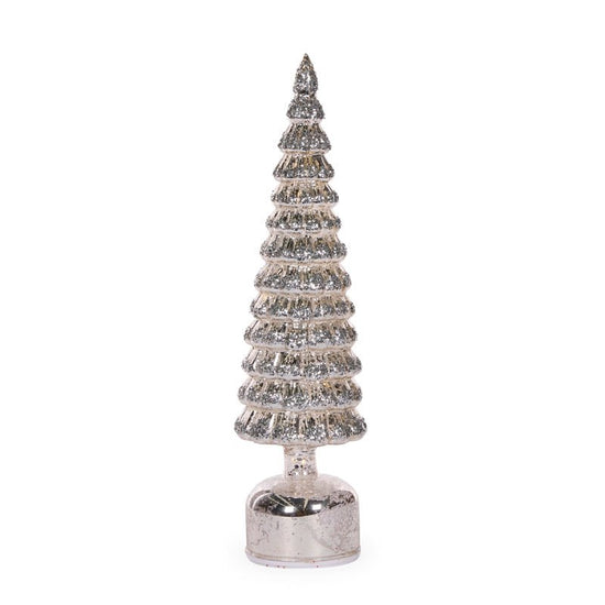 Silver Mercury Glass Rotating LED Tree - 41cm - My Christmas