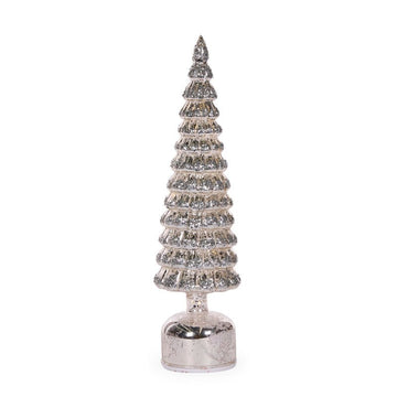 Silver Mercury Glass Rotating LED Tree - 41cm - My Christmas