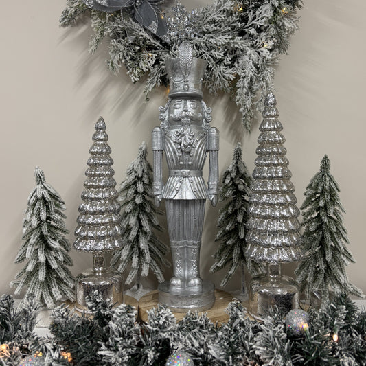 Silver Mercury Glass Rotating LED Tree - 41cm - My Christmas