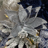 Silver Poinsettia Velvet with Clip - My Christmas