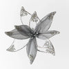 Silver Poinsettia Velvet with Clip - My Christmas
