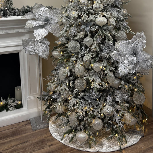 Silver Scalloped Glittered Onion Bauble - My Christmas
