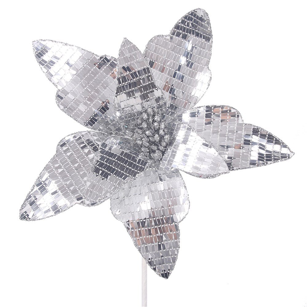 Silver Sequin Poinsettia - My Christmas