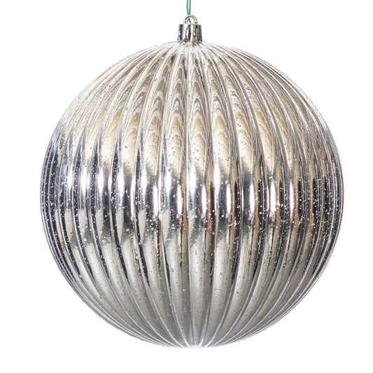 Silver Shiny Lined Mercury Bauble - Various Sizes - My Christmas