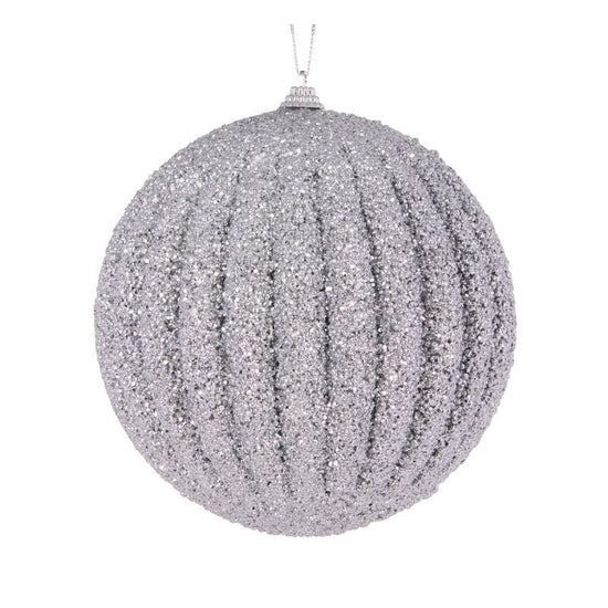 Silver Textured Rib Bauble - Various Sizes - My Christmas