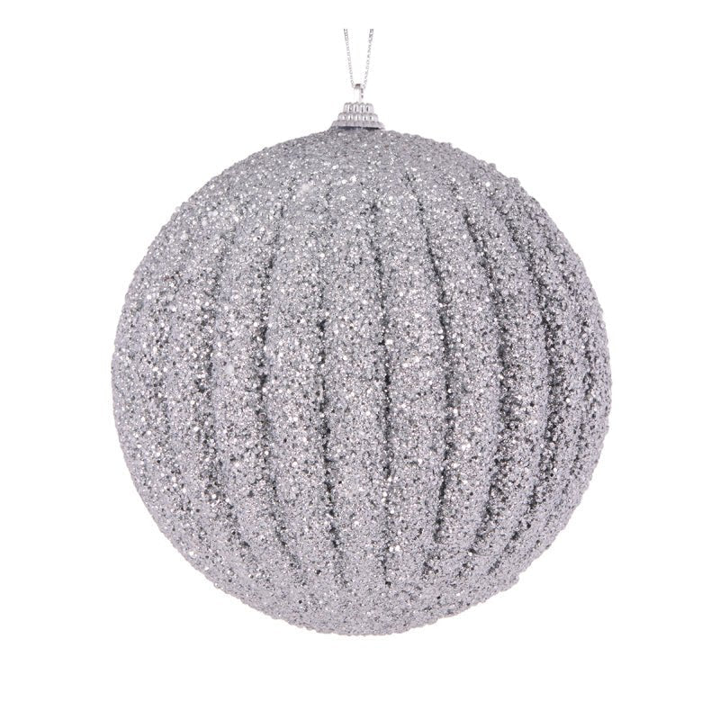 Silver Textured Rib Bauble - Various Sizes - My Christmas