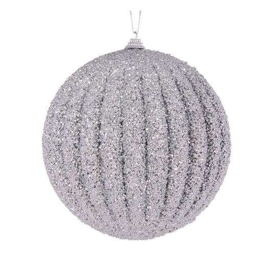 Silver Textured Rib Bauble - Various Sizes - My Christmas