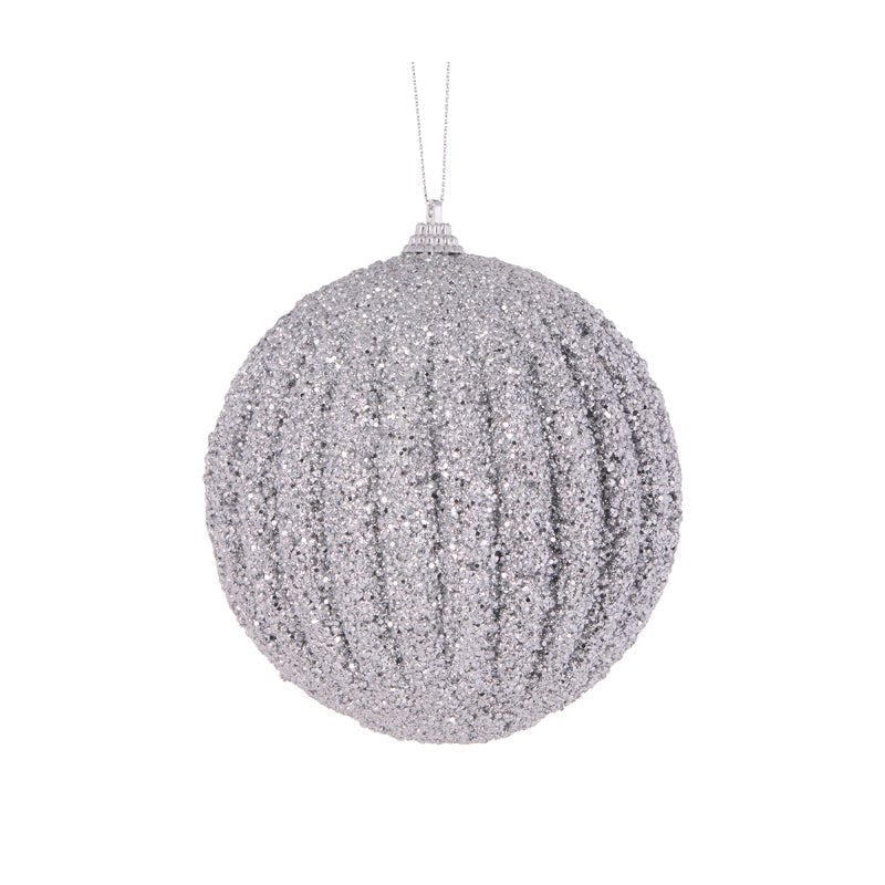 Silver Textured Rib Bauble - Various Sizes - My Christmas