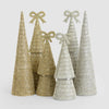 Silver Tiffany Bow Bugle Bead Tiered Cone Tree - Small - My Christmas