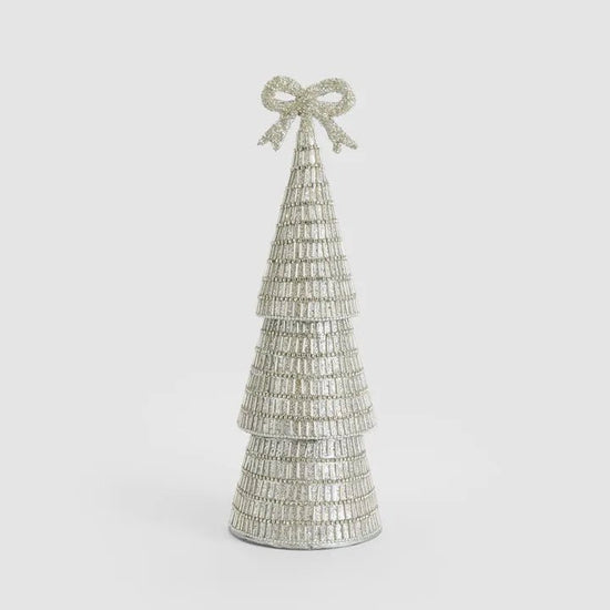 Silver Tiffany Bugle Bead Tiered Cone Tree - Large - My Christmas