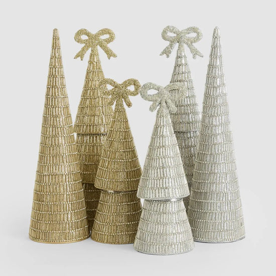Silver Tiffany Bugle Bead Tiered Cone Tree - Large - My Christmas