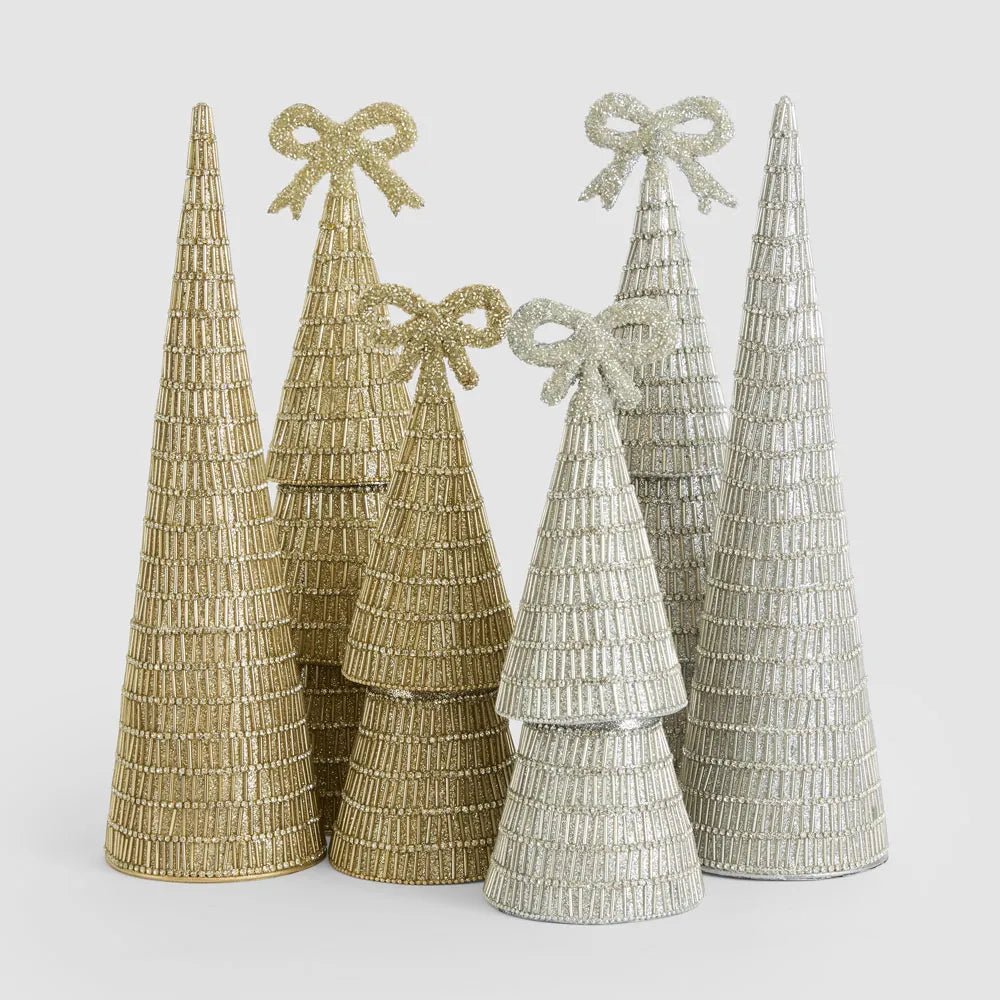 Silver Tiffany Bugle Bead Tiered Cone Tree - Large - My Christmas