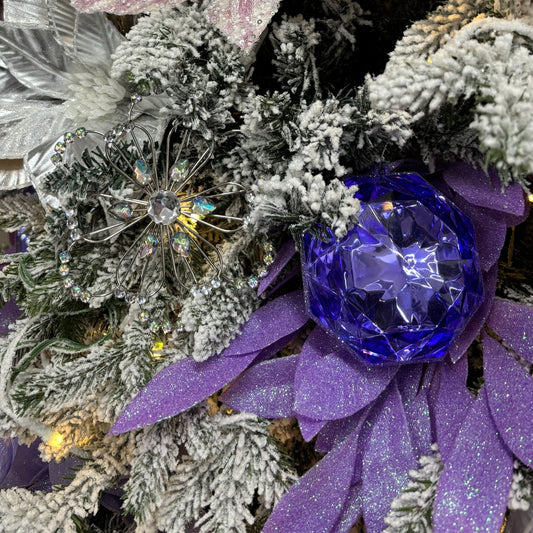 Silver Wire Jewel Flower Ornament - My Christmas