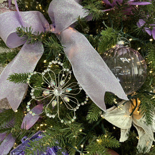 Silver Wire Jewel Flower Ornament - My Christmas