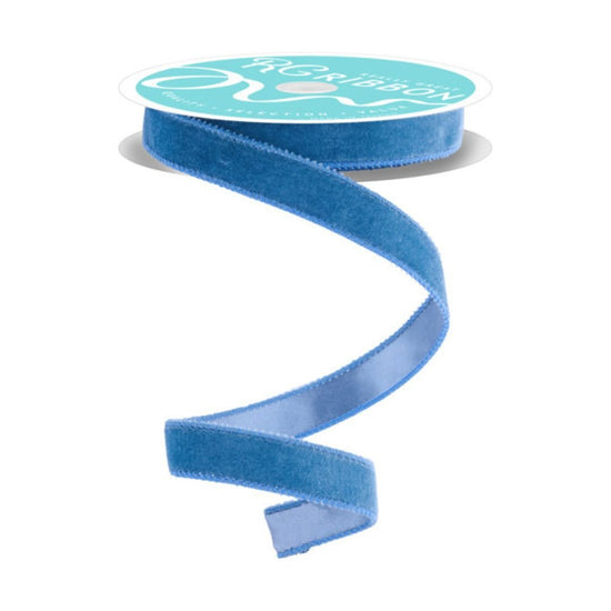 Smoke Blue Deluxe Velvet Ribbon with Satin Backing - 7/8" wide - My Christmas