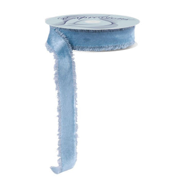 Smoke Blue Frayed Edge Velvet Ribbon - My Christmas
