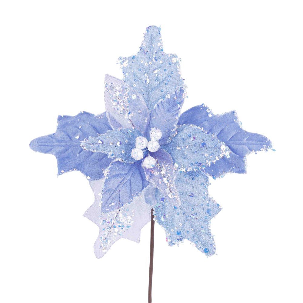 Soft Blue Lavender Velvet and Sheer Poinsettia - My Christmas