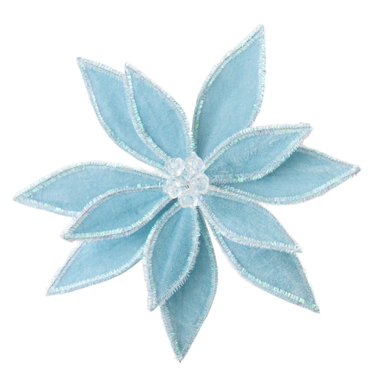 Soft Blue with Acrylic Centre Clip-on Poinsettia - My Christmas