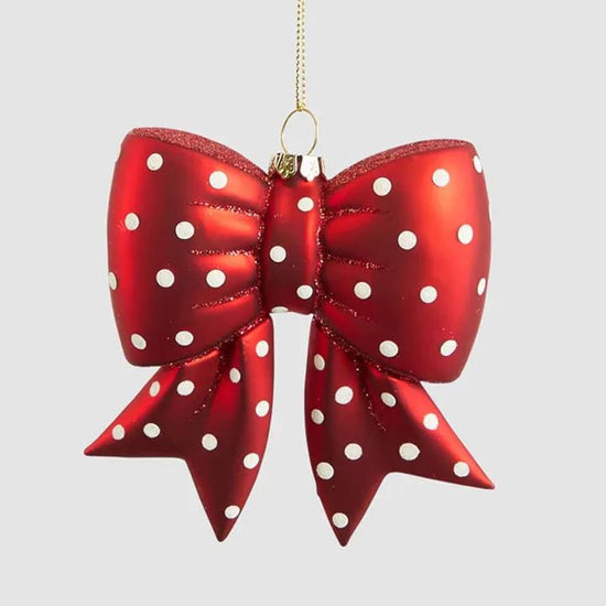 Spotty Bow Glass Ornament - My Christmas