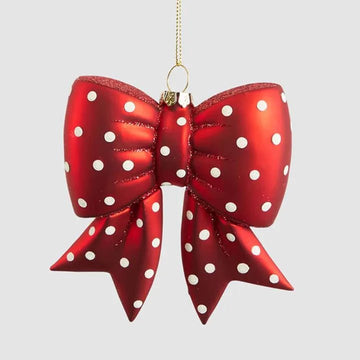 Spotty Bow Glass Ornament - My Christmas
