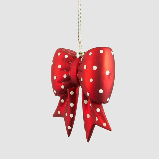 Spotty Bow Glass Ornament - My Christmas