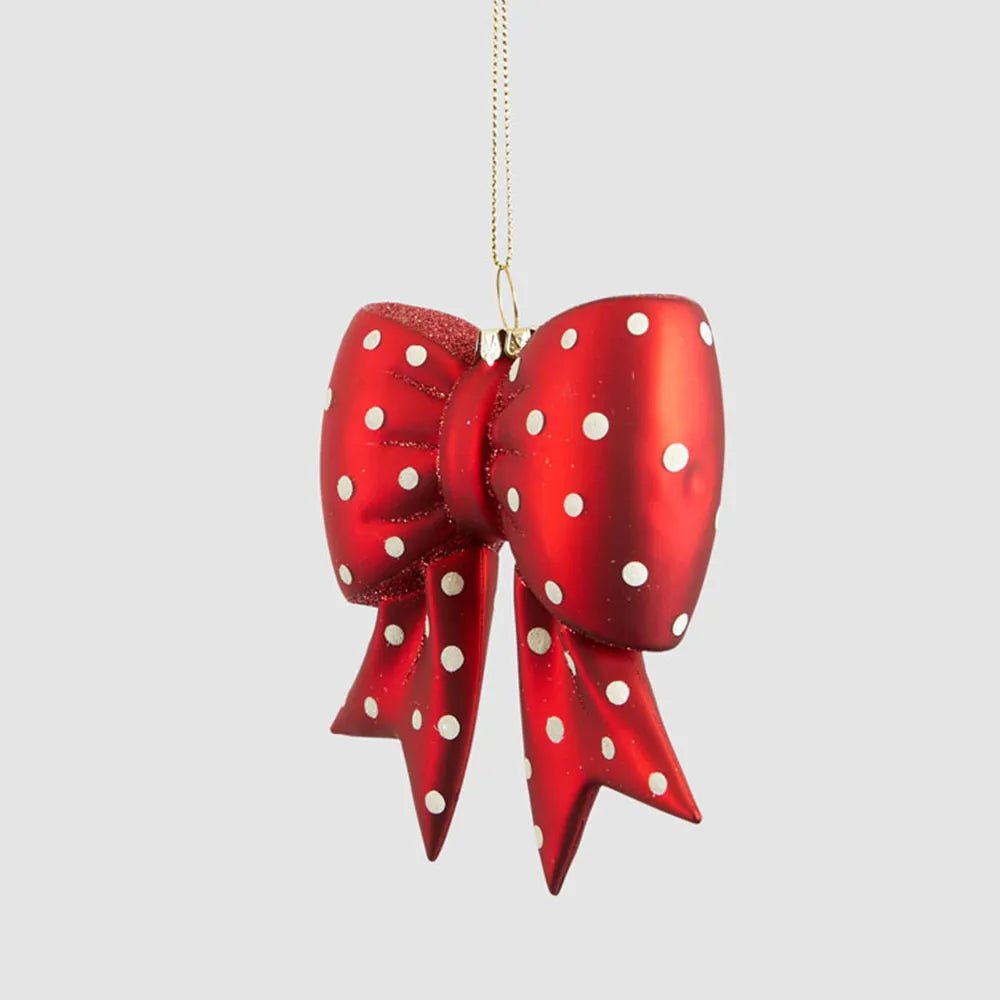 Spotty Bow Glass Ornament - My Christmas